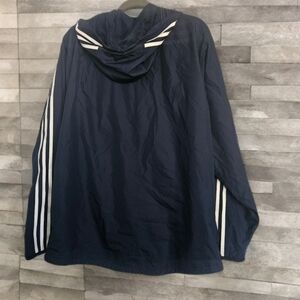 Oversized Original Adidas Blue and White Hooded Windbreaker